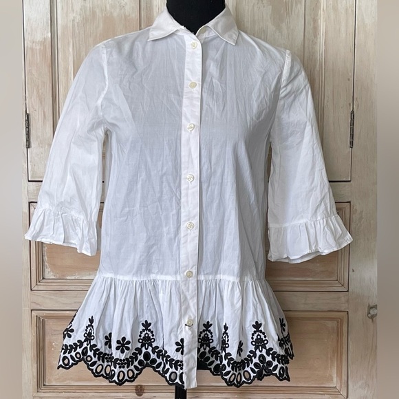 kate spade Tops - Kate Spade Short Sleeve Cutwork Top